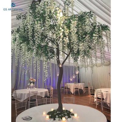 China Mini White Flower Wisteria Wedding Table Centerpiece Eco-friendly Artificial Tree With Wisteria for sale