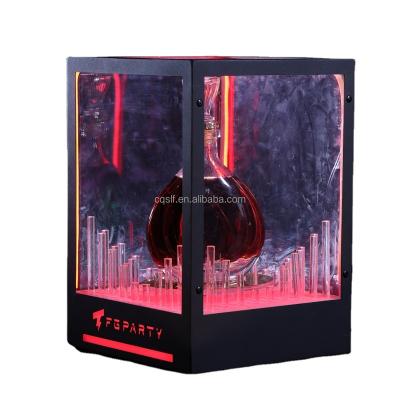 China Viable Rotatable Led Light Bottle Display Bar Liquor Bottle Display Stand Led Acrylic Wine Bottle Show LED Wine Rack For Spirits for sale