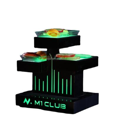 China Barware CLASSIC Acrylic Metal Nightclub Bar Snack Tray Fruit Serving Platter LED Glass Bottle Glass Bottle Display Serving Tray for sale