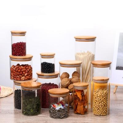 China Heatable Spice Bottles Wooden Storage Bottles Borosilicate Glass Storage Jar Lid Clip for sale