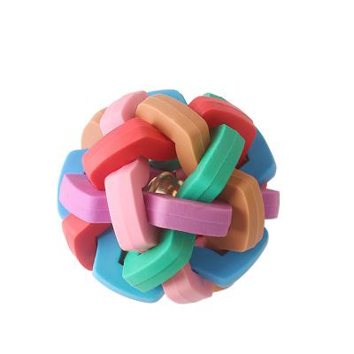 China Wholesale Stocked Custom Tpr Woven Dog Toy Durable Pet Toy Dog Ball With Bell for sale