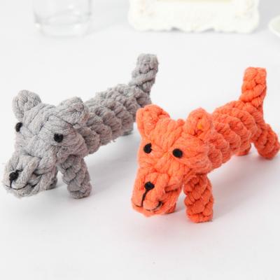 China Cute Dog Stocked Animal Dog Trains Cotton Soft Natural Rope Molar Dog Toy for sale