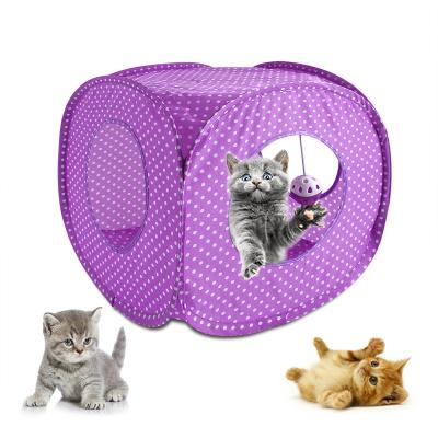 China Dropshipping Stocked 2021 Cat Tunnel Toy Indoors Outdoors Purple Cat Tent Cat Play Tent Foldable for sale