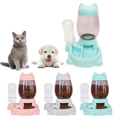 China Sustainable Automatic Water Dispenser Bottle Pets Water And Food Bowl Set Double Dog Cat Bowls for sale