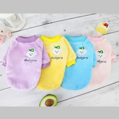 China 2021 Wholesale New Winter Stocked Plus Velvet Puppy Pattern Dog Sweatshirt Warm Embroidered Clothes for sale