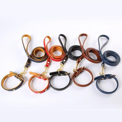 China Stored Wear Resistant Leather Adjustable Pet Leash Dog Collar Leash Dog Strap Rope Training Traction for sale