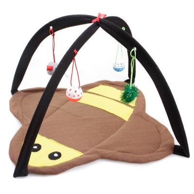 China Stocked New Products Pet Sleeping Supplies Cartoon Amusement Bell Hammock Foldable Breathable Cat Toy Bed Tent for sale