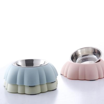 China Creative Pumpkin Type Stocked Non Slip Protective Dog Bowl Pet Stainless Steel Wholesale Plastic Cat Bowl for sale