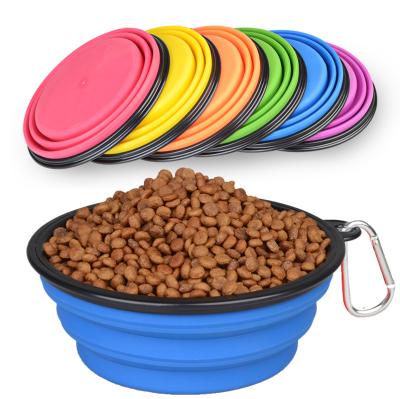 China Factory promotion stocked wholesale collapsible pet cat dog bowl silicone portable collapsible dog food bowl for sale