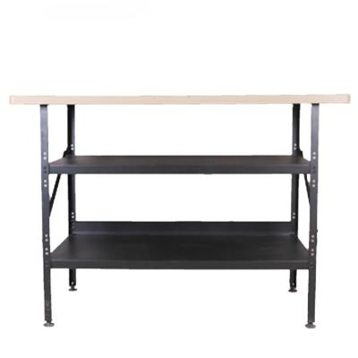 China Industrial Heavy Duty Cold Rolled Steel Metal Workbench with Tool Storage Shelves for sale