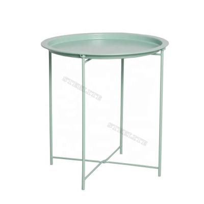 China Simple modern industrial metal foldable coffee table small round iron style living room table for sale