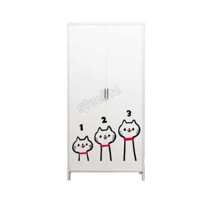 China Factory Price Adjustable Double Door (Waist) Wardrobe Diy Cartoon Steel Closet For Clothes for sale