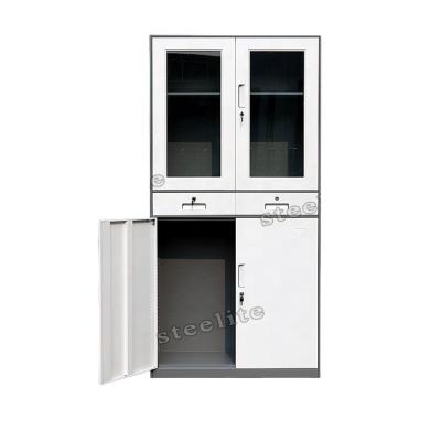 Китай Knocked Down Hot Sale Office Steel Metal Filling 2 Door Glass Filing Cabinet продается