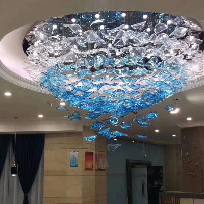 China Custom Modern Glass Pendant Hotel Lobby Chandelier LED Crystal Chandelier Hotel Custom Hotel Staircase Lamp for sale