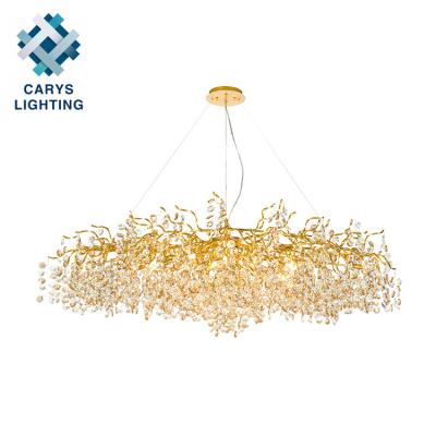 China Customized Luxury Modern Contemporary Elegant Gold Lobby Oval Restaurant Chandelier Hanging Glass Light for sale