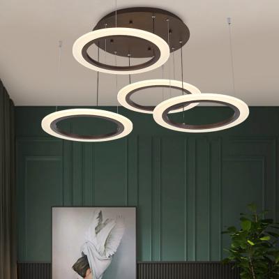 China Modern Decorative Indoor Lighting For Home Round Ring Shape LED Aluminum Acrylic Chandelier for sale