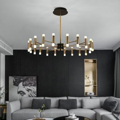 China Large Modern Indoor Decorative Acrylic Gold LED Metal Bedroom Dining Room Luxury Pendant Light for sale