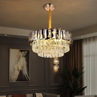 China Modern Luxury Round Ceiling LED Crystal Chandelier Modern Living Room Decorative Indoor Light Bedroom Gold Chandelier for sale