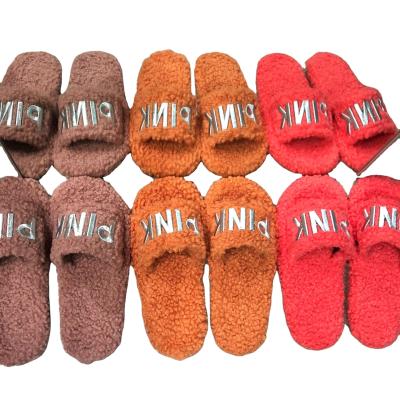 China Fashion trend cotton slippers female winter indoor slippers warm and soft woolen shoes women fur slippers for sale