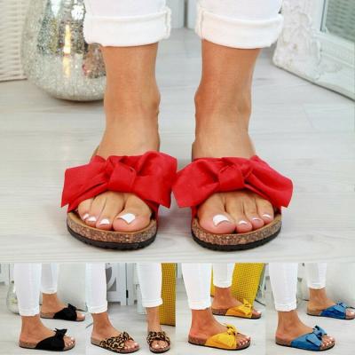 China New Fashion Trend Design Slippers Women's Bowknot Slippers PVC Cork Sole Sandals Summer Beach Slippers For Women for sale