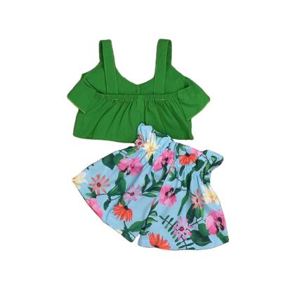 China 2020 Recommended Product Reasonable Price Breathable Durable Green Kid Girl 2 Piece Skirt Sets for sale