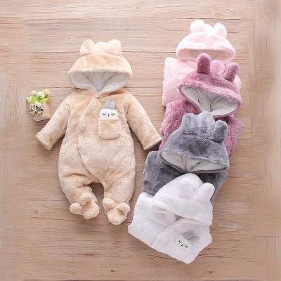 China Spandex Amazon Winter Baby Overalls Cotton Hot-selling Crawling Suit/Thick Warm Baby Romper Baby Flannel Cotton for sale