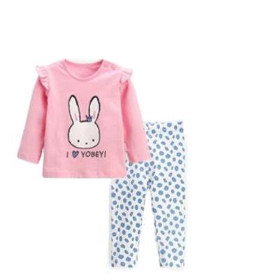 China Fashion Rabbit Baby and Pink Kids Pajamas Kids Cotton Pajamas Clothes Child Set for sale