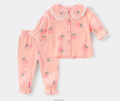 China Popular High Quality Breathable Our Own Manufacturer Strawberry In Stock Baby Pajamas Kids Clothes For Sale for sale