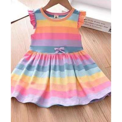 China 2020 Recommended Product Popular Hot Selling Colorful Breathable In Stock Wholesale Cotton Child Rainbow Dress for sale