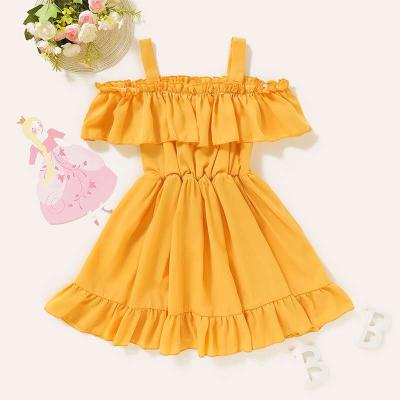 China Wholesale High Standard Yellow Kid Girls Child Girls Highly Good Suspender Autumn Dress For Sale Anti-Shrink Back for sale