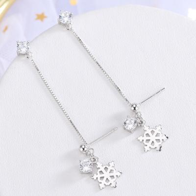 China TRENDY Christmas snowflake stud earrings double pierced anti-lost stud earrings S925 sterling silver earrings for sale