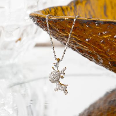 China High Quality Christmas Cute Elk Zircon Clavicle Clavicle Pendant Chain 925 Sterling Silver Necklace Cute Gift for sale