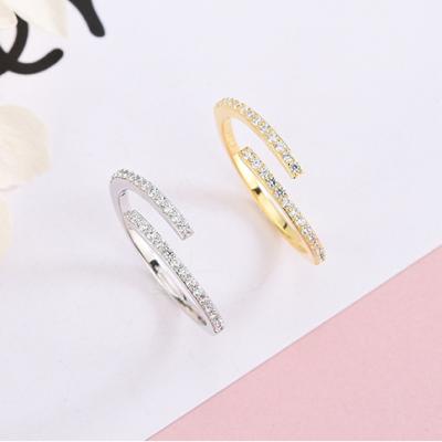 China Simple Vintage Zircon Ring Girl Valentine's Day Gift S925 Sterling Silver Diamond Opening Adjustable for sale