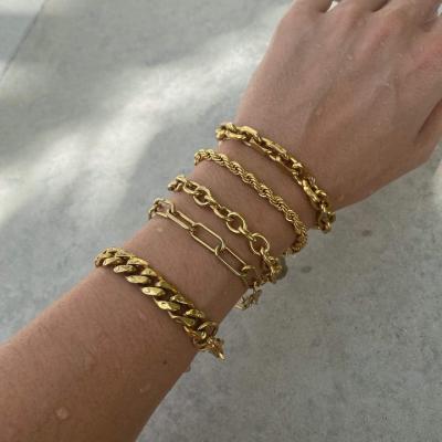 China FASHIONABLE 18k Gold Plated Titanium Steel Twisted Chunky Chain Bracelet for sale