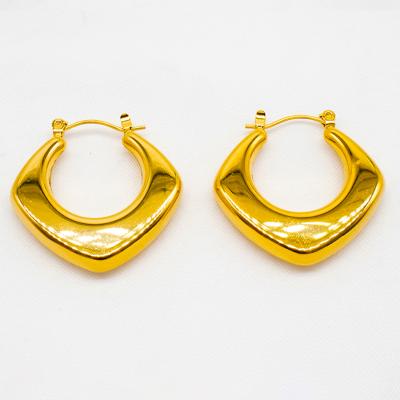 China Irregular Vintage Hollow Circle Earrings 18k Gold Plated Stainless Steel Earrings for sale