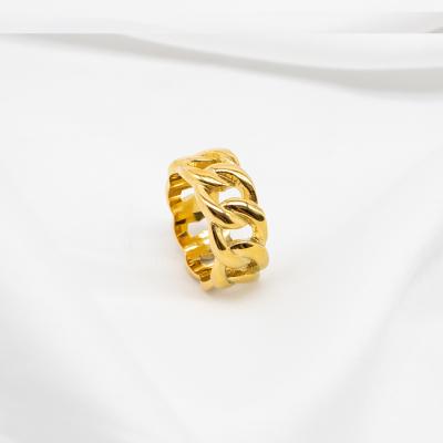 China FASHIONABLE Custom Chunky Cuban Chain Finger Ring 18k Gold Plated 316l Stainless Steel Ring for sale