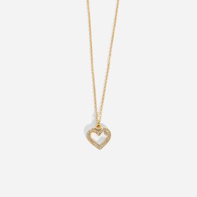 China Fashion Romantic Heart Pendant Necklace Women Titanium Steel Plated Gold Inlaid Zircon 18K Waterproof Necklace Jewelry 2022 for sale