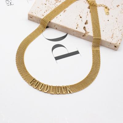 China Luxury Hiphop Good Luck Letter Chocker Necklace Jewelry Thick14k Gold Plated Stainless Steel Chocker Necklaces For Young Girls for sale