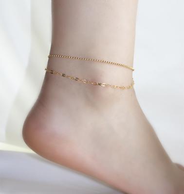 China 2021 vintage barefoot anklet gold chain beaded anklet ladies double summer sandals shoes for sale