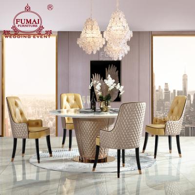 China Modern Luxury Marble Dining Table With Turntable Stainless Steel Legs Marble Dining Table Top Set for sale