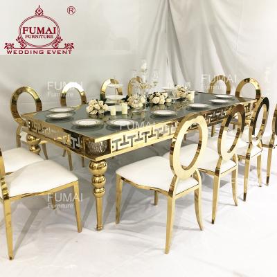 China Rectangle Modern Solar Power 4 Electric Stainless Steel Frame Wedding Glass Table for sale