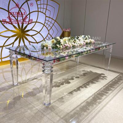 China Modern Luxury Wedding Rectangle Table Furniture Clear Acrylic Crystal Wedding Set for sale