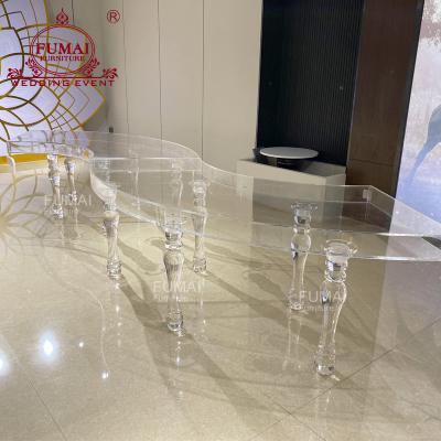 China Modern Luxury Event Banquet s Acrylic Crystal Serpentine Shape / Semi Circle Table for sale