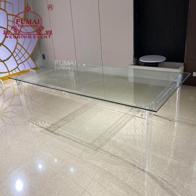 China Cheap crystal acrylic luxury modern wedding bride and groom rectangle table for sale