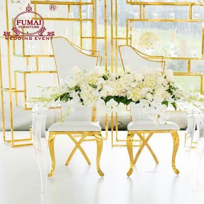 China Modern Wings Back Glossy Gold Throne Chair Couples Chair High Back Wedding for sale