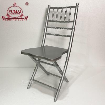 China Modern luxury gray color metal / aluminum material foldable chiavari chair for sale