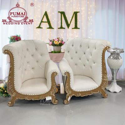 China modern simple modern wooden frame seater leisure armchair wedding chair for bride groom for sale