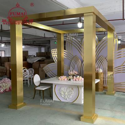 China Luxury Luxury PVC/Stainless Steel/Acrylic/Stainless Steel Color Flower Door Decoration Wedding Golden Arch for sale