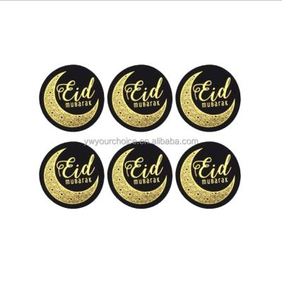 China Muslim Opp Bag Sealing Sticker Eidmubarak Eid Ramadan Holiday Round Black Sticker Disposable Prices 2022 NEW Carry Kaile Hot Selling Factory for sale