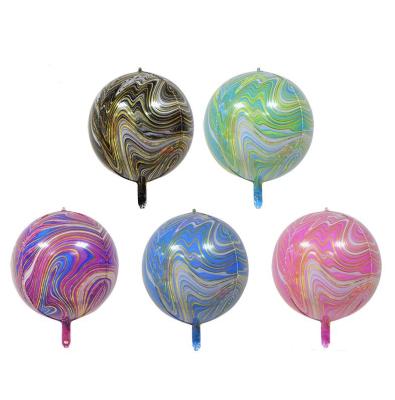 China Aluminum foil 22 Inch Agate 4D Ball Foil Balloon Birthday Party Gold Agate Aluminum Printing for sale